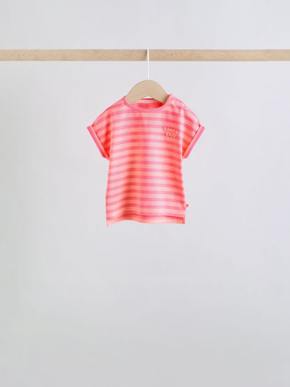 Pink Slogan Short Sleeve Top and Shorts Baby Set 6 Piece (0mths-2yrs) - Size Up to 1 Month (56cm)