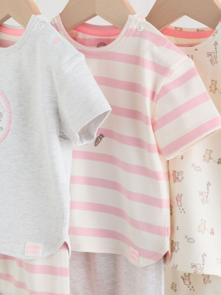 Grey and Pink Short Sleeve Top and Leggings Baby Set 6 Piece (0mths-3yrs)