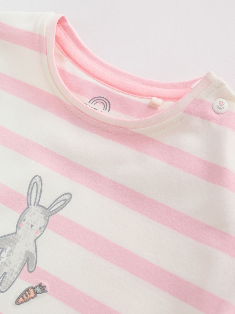 Grey and Pink Short Sleeve Top and Leggings Baby Set 6 Piece (0mths-3yrs)