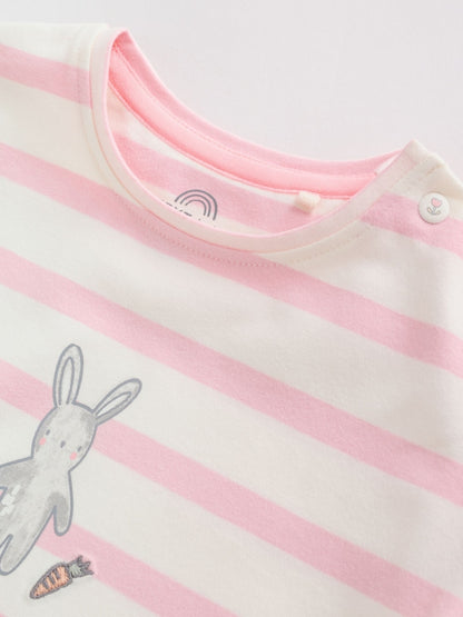 Grey and Pink Short Sleeve Top and Leggings Baby Set 6 Piece (0mths-3yrs)