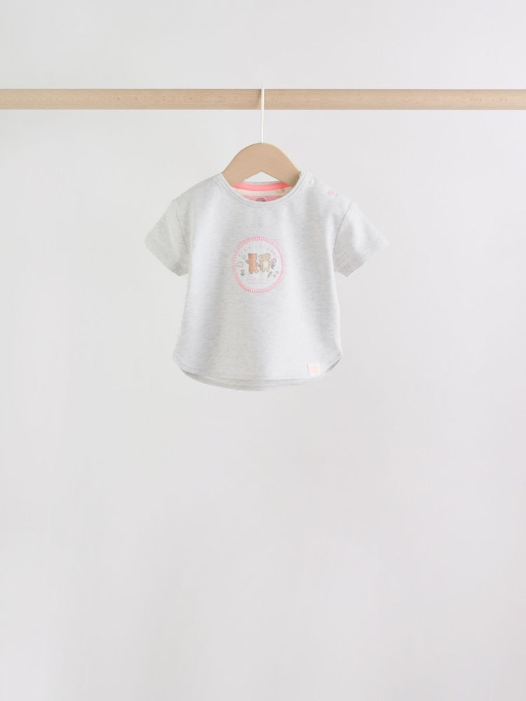 Grey and Pink Short Sleeve Top and Leggings Baby Set 6 Piece (0mths-3yrs)