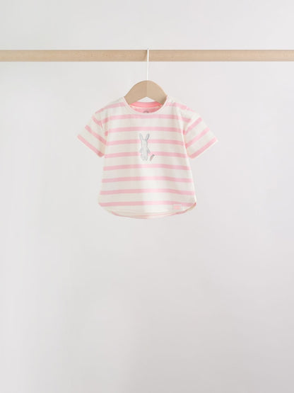 Grey and Pink Short Sleeve Top and Leggings Baby Set 6 Piece (0mths-3yrs)