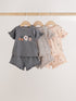 Monochrome Flower Short Sleeve Top and Shorts Baby Set 6 Piece (0mths-2yrs) - Size Up to 1 Month (56cm) - Monochrome Flower