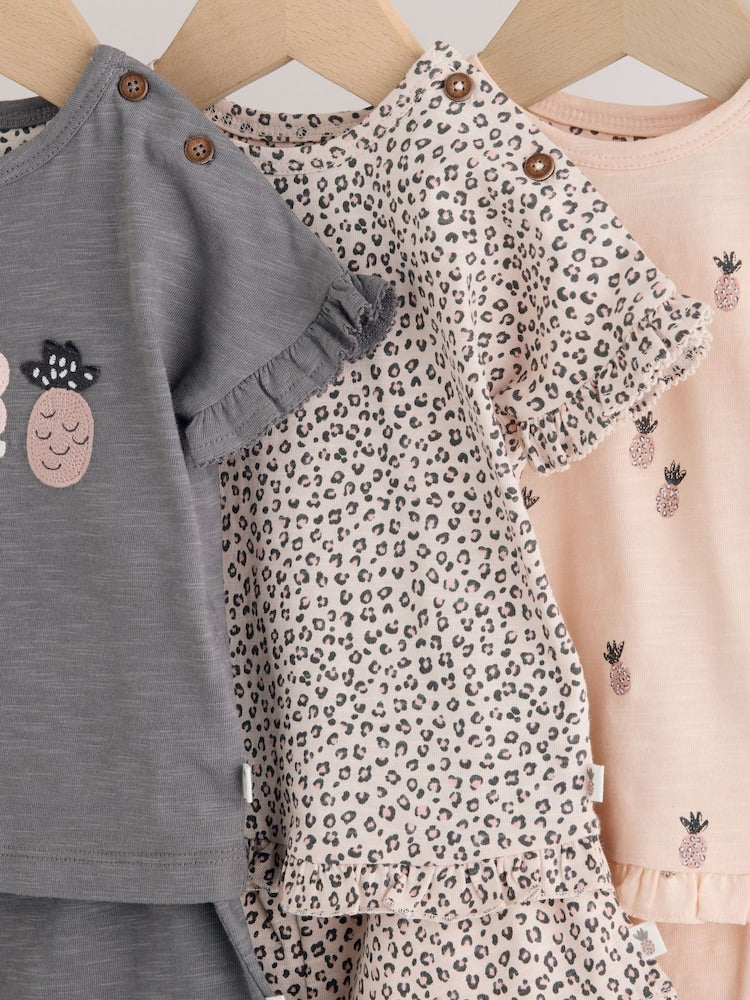 Monochrome Flower Short Sleeve Top and Shorts Baby Set 6 Piece (0mths-2yrs) - Size Up to 1 Month (56cm)