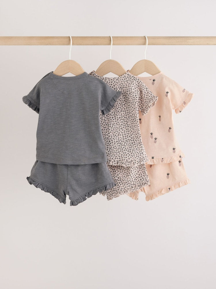 Monochrome Flower Short Sleeve Top and Shorts Baby Set 6 Piece (0mths-2yrs) - Size Up to 1 Month (56cm)