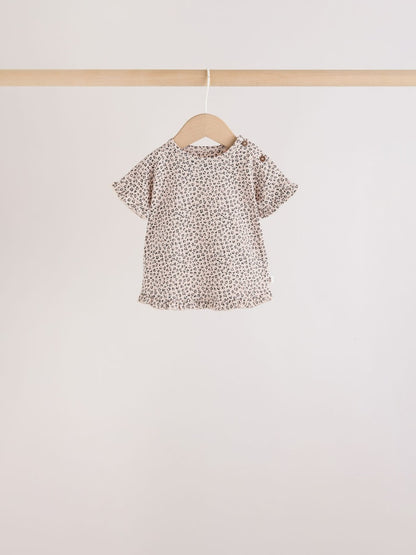 Monochrome Flower Short Sleeve Top and Shorts Baby Set 6 Piece (0mths-2yrs) - Size Up to 1 Month (56cm)