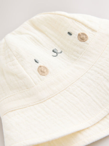 Neutral Bear Baby Bucket Hat - Size 50cm (First Size)