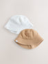 Neutral Crinkle Baby Bucket Hats 2 Pack - Neutral / Up To 3 Months (50 - 62cm)