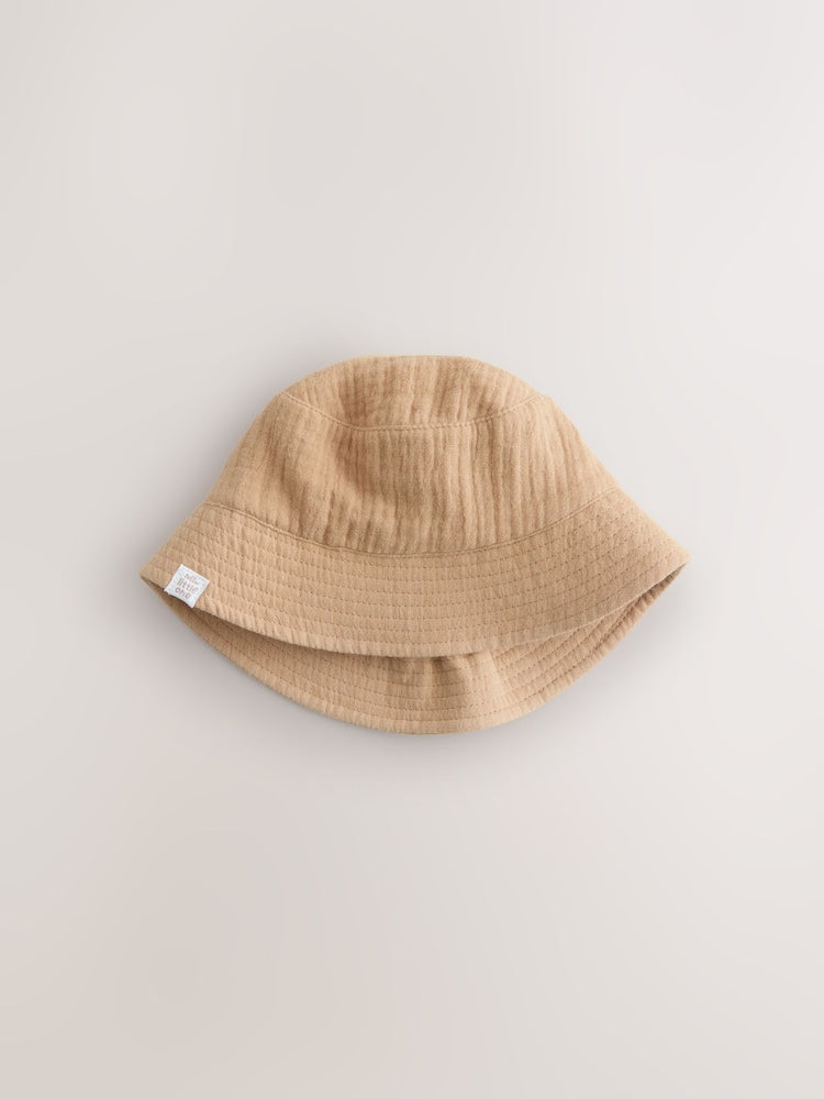 Neutral Crinkle Baby Bucket Hats 2 Pack