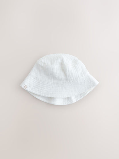 Neutral Crinkle Baby Bucket Hats 2 Pack