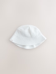 Neutral Crinkle Baby Bucket Hats 2 Pack - Size 50cm (First Size)