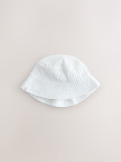 Neutral Crinkle Baby Bucket Hats 2 Pack - Size 50cm (First Size)
