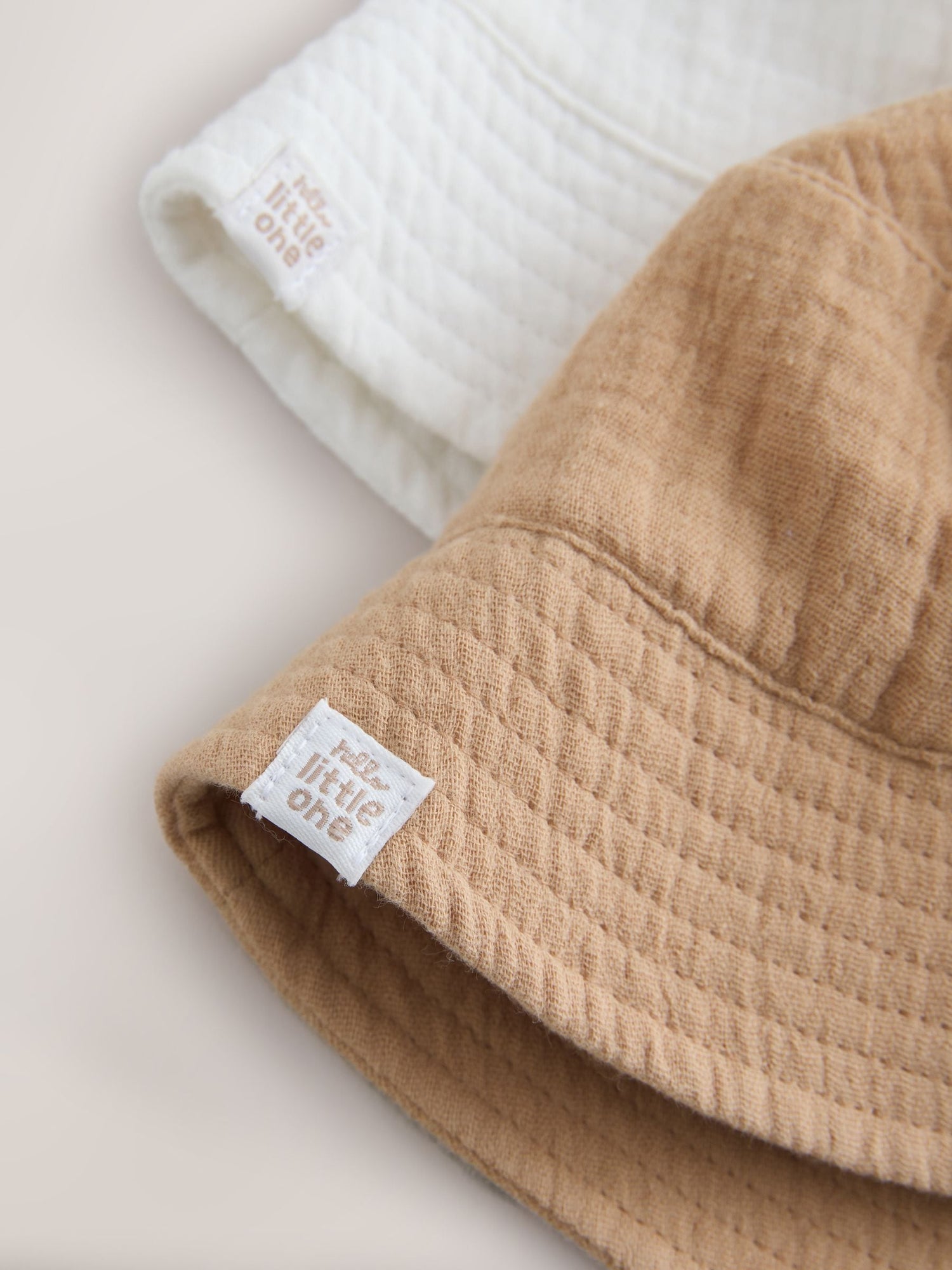 Neutral Crinkle Baby Bucket Hats 2 Pack - Size 50cm (First Size)