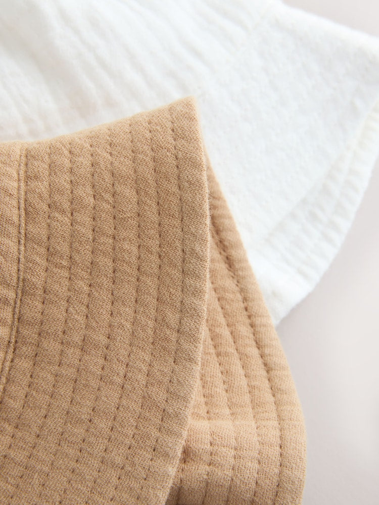 Neutral Crinkle Baby Bucket Hats 2 Pack
