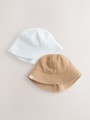 Neutral Crinkle Baby Bucket Hats 2 Pack - Size 50cm (First Size)