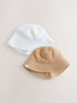 Neutral Crinkle Baby Bucket Hats 2 Pack - Size 50cm (First Size) - Default 1