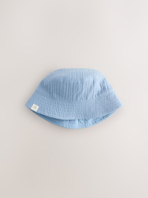 Blue and Beige Baby Bucket Hats 2 Pack - Size 50cm (First Size)