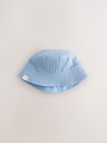 Blue and Beige Baby Bucket Hats 2 Pack - Size 50cm (First Size)
