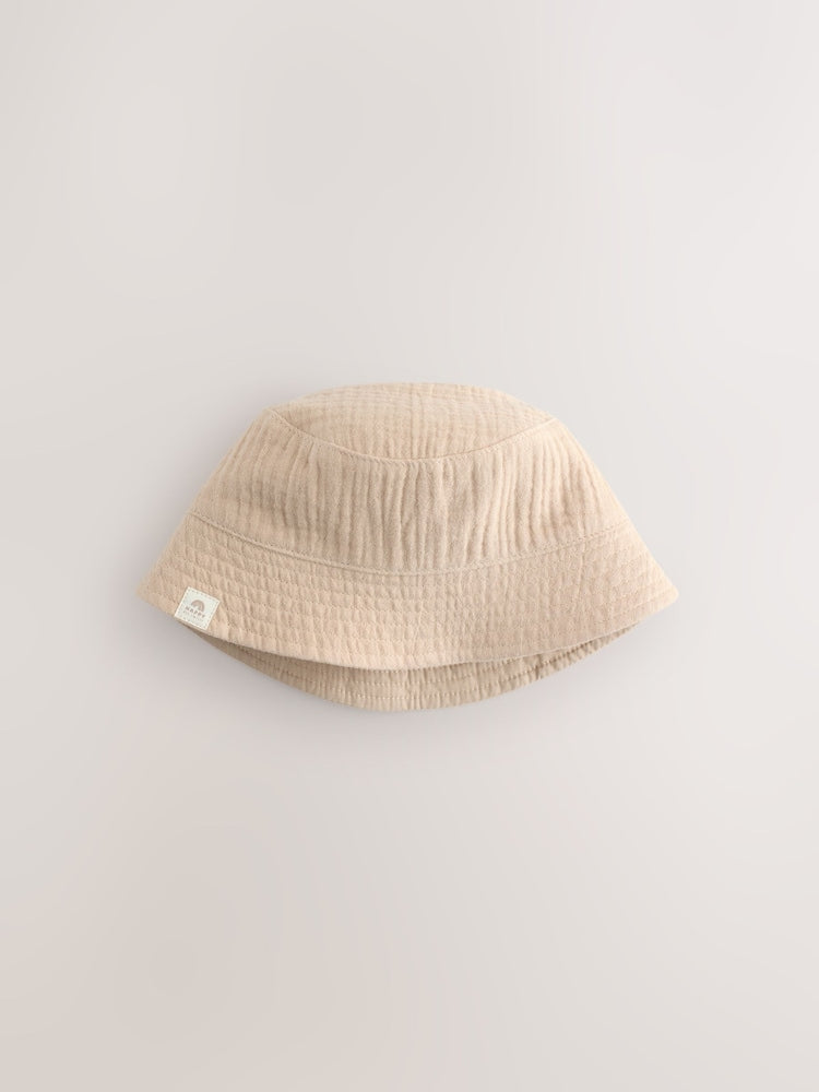 Blue and Beige Baby Bucket Hats 2 Pack - Size 50cm (First Size)