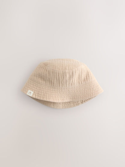 Blue and Beige Baby Bucket Hats 2 Pack - Size 50cm (First Size)