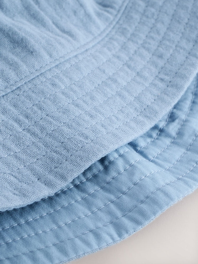 Blue and Beige Baby Bucket Hats 2 Pack - Size 50cm (First Size)