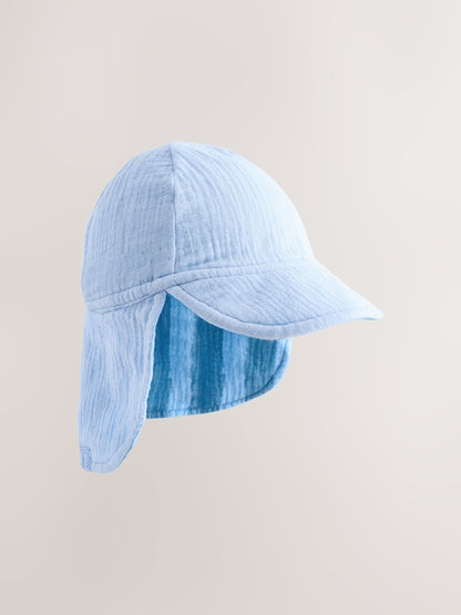 Blue Tonal Stripe Legionnaire Baby Summer Hat - Blue Tonal Stripe / Up To 3 Months (50 - 62cm)