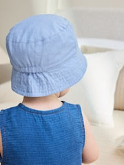 Green Stripe / Dog embroidery Baby Bucket Hats 2 Pack - Size 50cm (First Size)