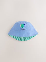 Green Stripe / Dog embroidery Baby Bucket Hats 2 Pack - Size 50cm (First Size)