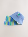 Green Stripe / Dog embroidery Baby Bucket Hats 2 Pack - Size 50cm (First Size)