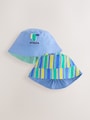 Green Stripe / Dog embroidery Baby Bucket Hats 2 Pack - Size 50cm (First Size)