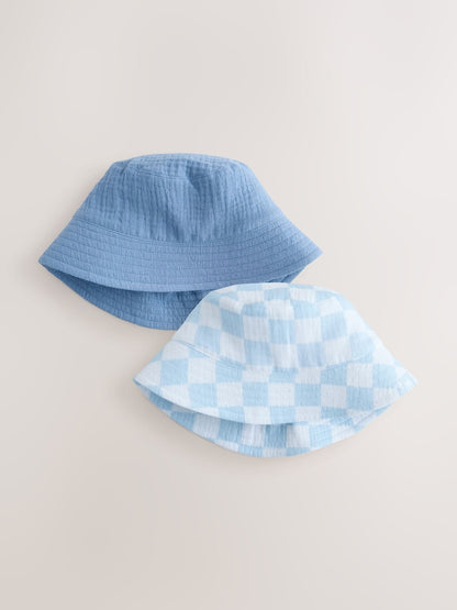 Blue Bucket Hats 2 Pack - Blue / Up To 3 Months (50 - 62cm)