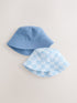 Blue Bucket Hats 2 Pack - Blue / Up To 3 Months (50 - 62cm)