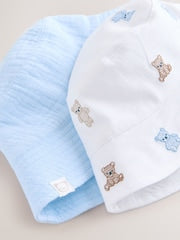 Blue and Bear Embroidered Bucket Hats 2 Pack - Size 50cm (First Size)