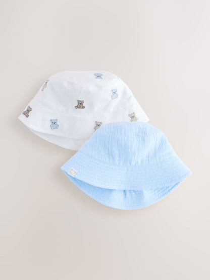 Blue and Bear Embroidered Bucket Hats 2 Pack - Size 50cm (First Size) - Default 1
