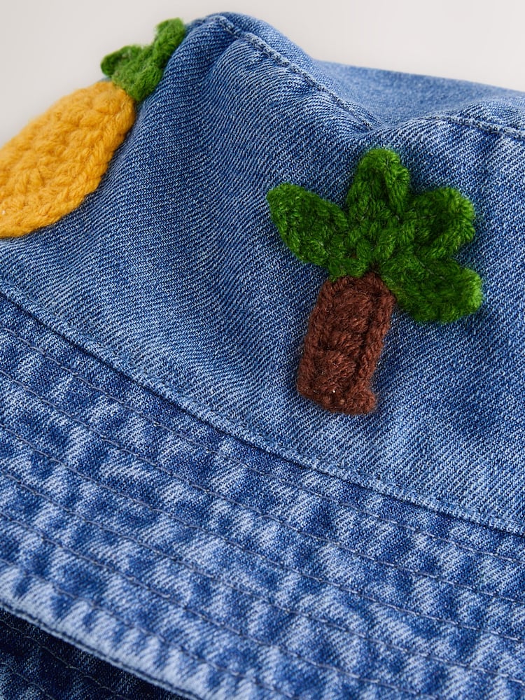 Denim Crochet Fruit Embroidered Baby Bucket Hat