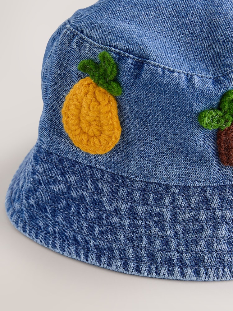 Denim Crochet Fruit Embroidered Baby Bucket Hat