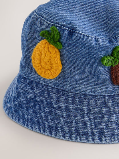 Denim Crochet Fruit Embroidered Baby Bucket Hat