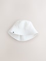 White and Blue Woven Baby Bucket Hats 2 Pack - Size 50cm (First Size)