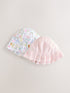 Pink Floral and Gingham Baby Woven Bucket Hats 2 Pack (0mths-2yrs) - Up To 3 Months (50 - 62cm)
