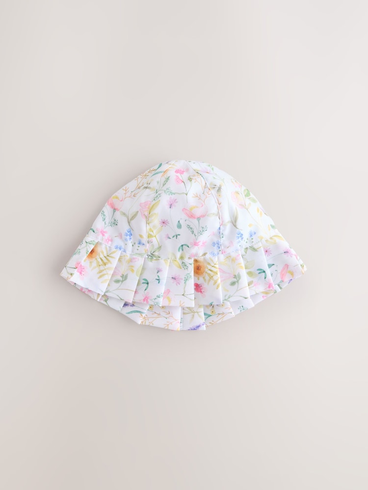Pink Floral and Gingham Baby Woven Bucket Hats 2 Pack (0mths-2yrs)