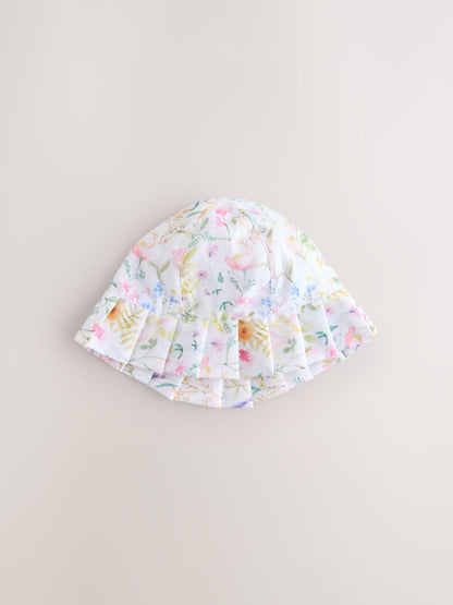 Pink Floral and Gingham Baby Woven Bucket Hats 2 Pack (0mths-2yrs)