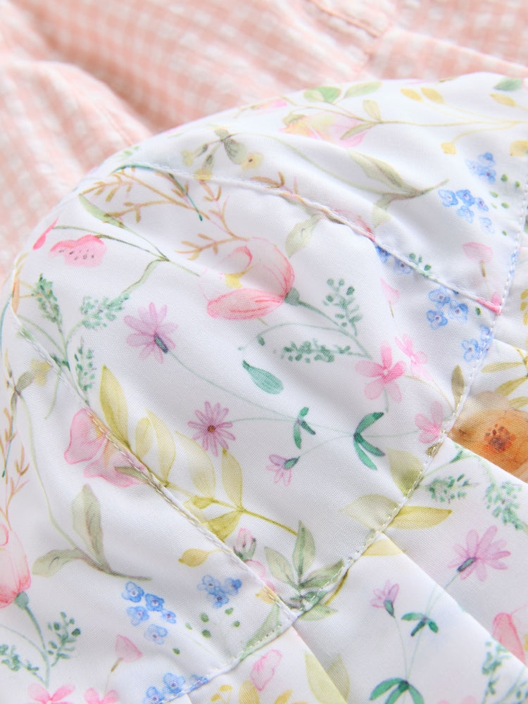 Pink Floral and Gingham Baby Woven Bucket Hats 2 Pack (0mths-2yrs)