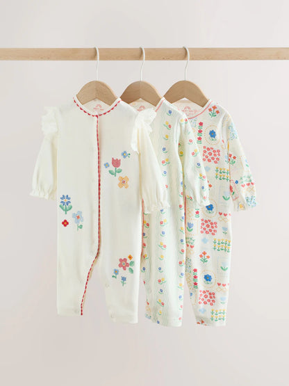 Red/White/Navy Baby Sleepsuits 3 Pack (0mths-3yrs)