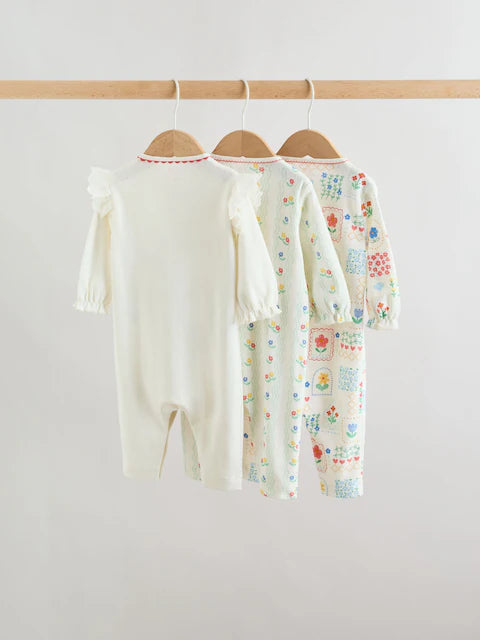 Red/White/Navy Baby Sleepsuits 3 Pack (0mths-3yrs)