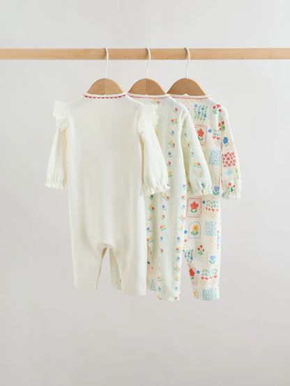 Red/White/Navy Baby Sleepsuits 3 Pack (0mths-3yrs)