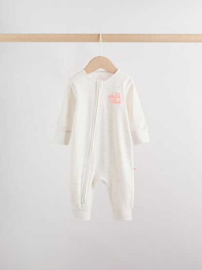 Pink Two Way Zip Baby Sleepsuit 3 Pack (0mths-3yrs)