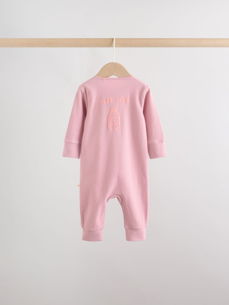 Pink Two Way Zip Baby Sleepsuit 3 Pack (0mths-3yrs)