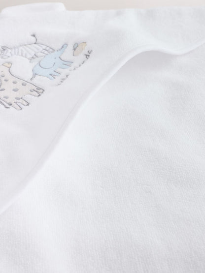 White Safari Animals Hooded Baby Towel - Size One
