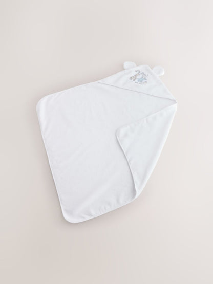 White Safari Animals Hooded Baby Towel - Size One