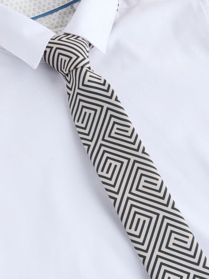 Neutral/Black Geometric Tie (3-16yrs)
